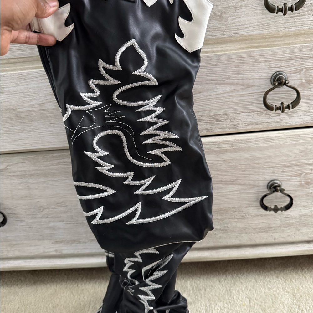 Black and Silver Embroidered Pants